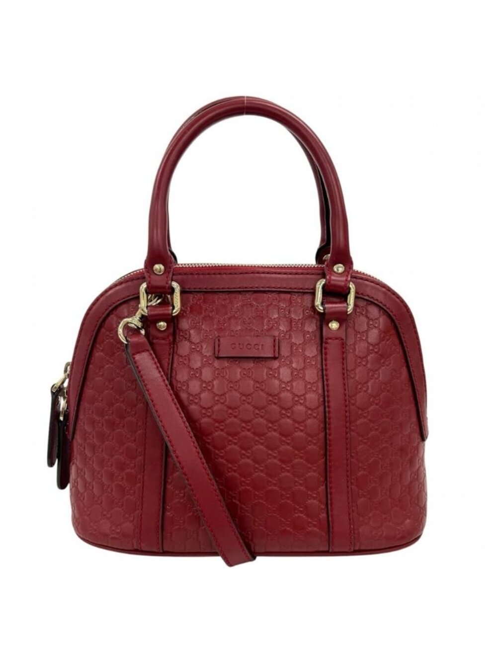 Gucci Shoulder Bag Micro Guccissima Dome Leather Red Gold